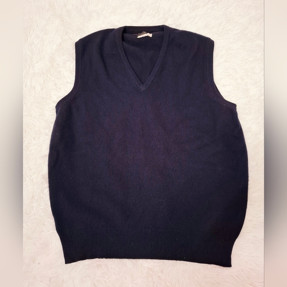Brooks Brothers Other - Brooks Brothers 100% Cashmere Sweater Vest V Neck Sleeveless Mens 44 L Navy Blue